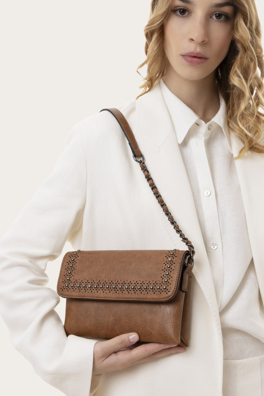 Borsa Vestopazzo mod "Flap" bag colore cognac