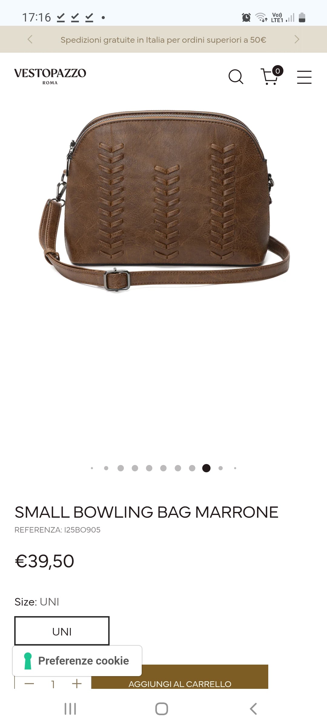 Borsa Vestopazzo mod "Small Bowling bag" colore marrone