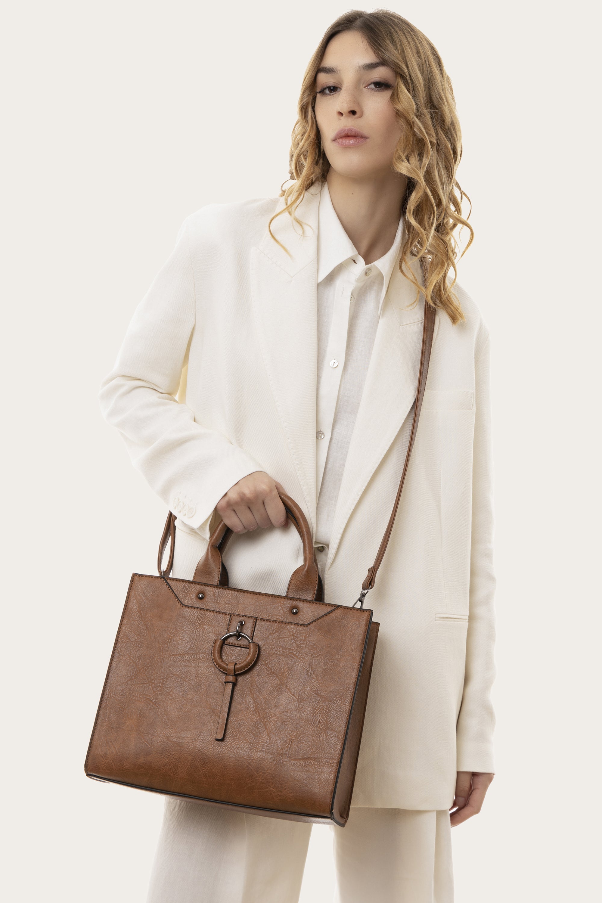 Borsa Vestopazzo mod "Maxi Tote Bag" colore cognac